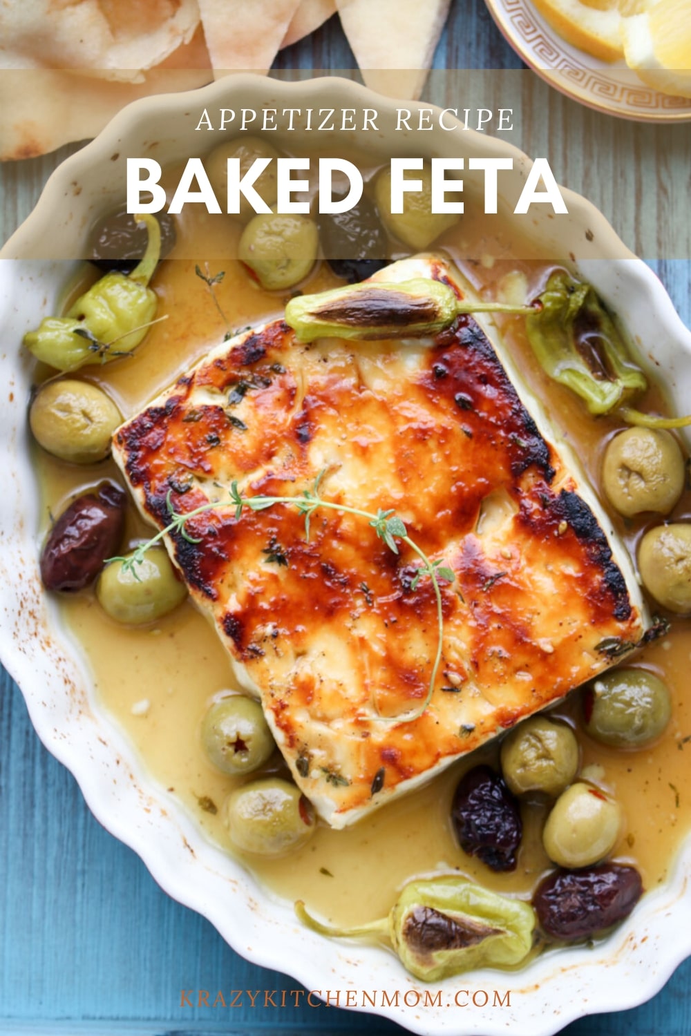 Honey Za'atar Baked Feta Cheese is a Greek-inspired appetizer. Once you try this recipe, it will quickly become your go-to appetizer for any gathering. via @krazykitchenmom