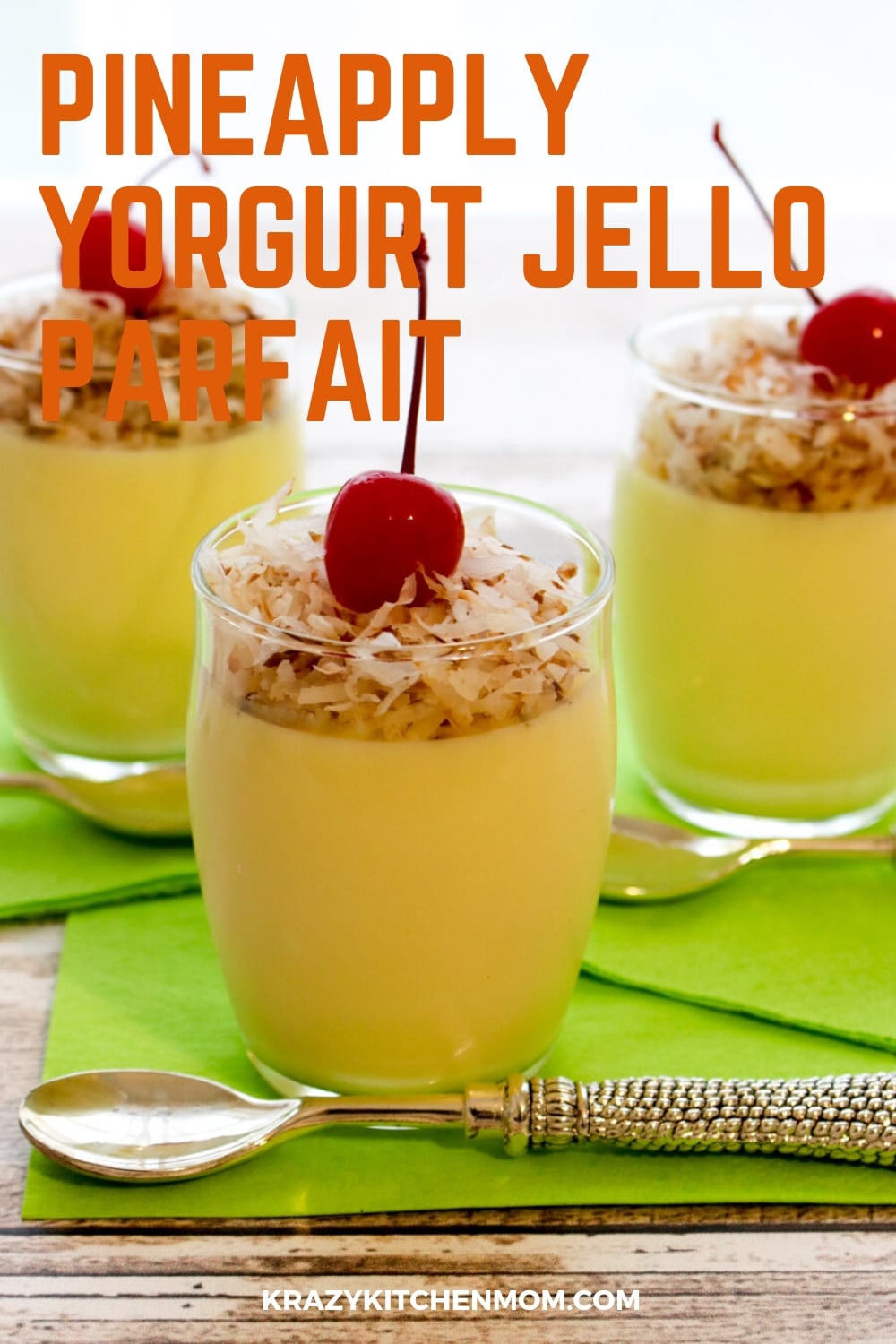 This three-ingredient, no-bake Pineapple Yogurt Jello Parfait is a light and refreshing dessert that's the perfect treat for a warm summer day.  via @krazykitchenmom