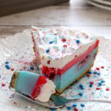 One slice and bite of no bake jello pie