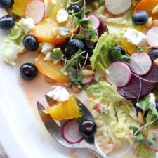 Beet salad on a serving platter