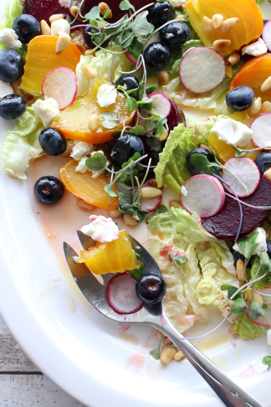 Beet salad on a serving platter