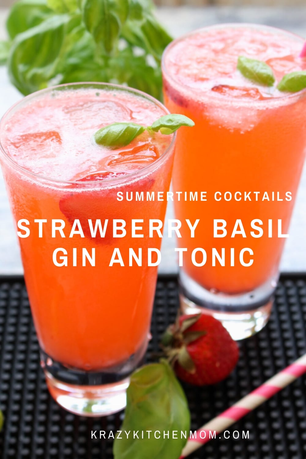 STRAWBERRY BASIL GIN AND TONIC - Refreshing, sweet from the strawberries, pleasingly pungent from the fresh basil, and fizzy from the tonic water.  via @krazykitchenmom