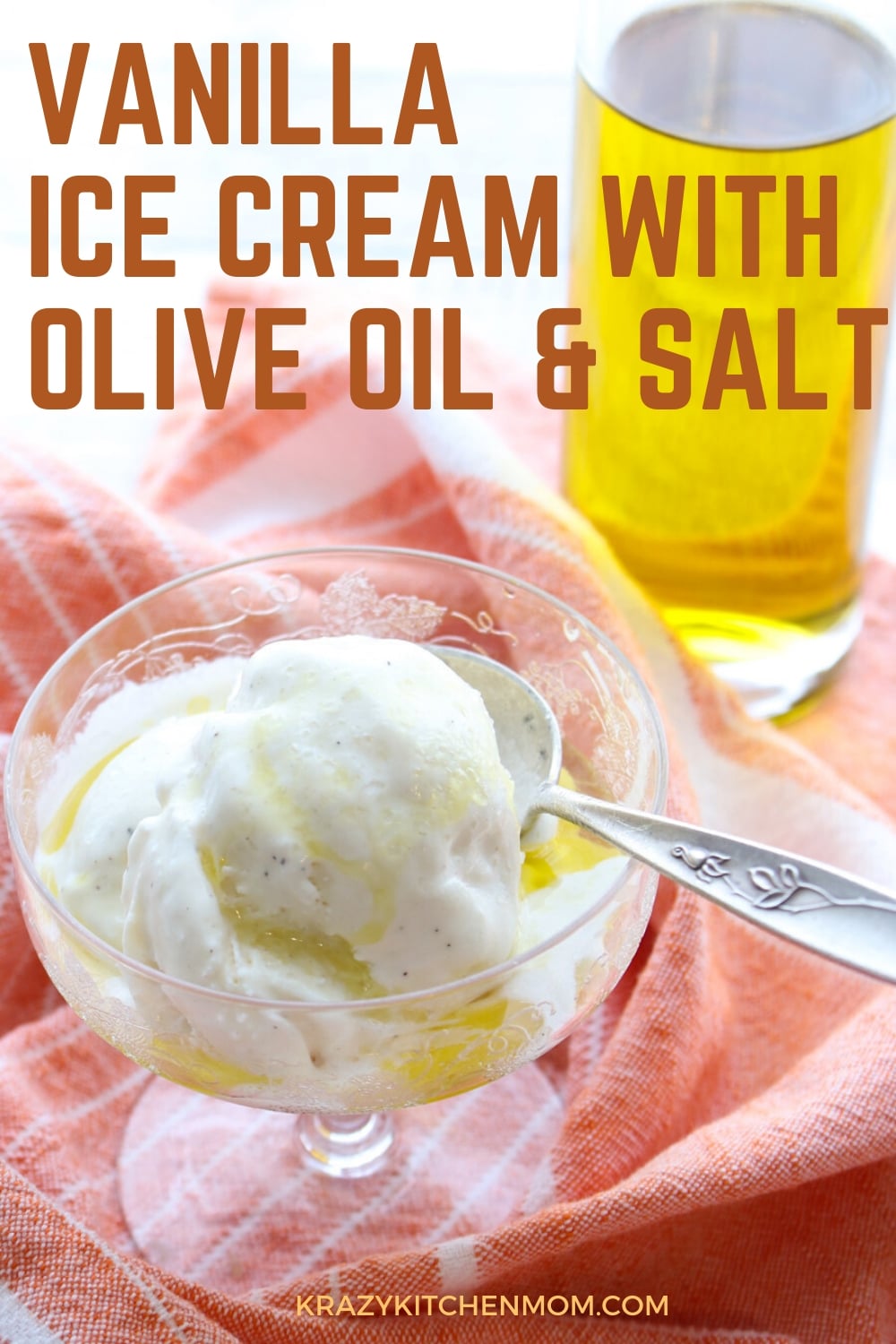 Premium vanilla ice cream drizzled with good olive oil and sprinkled with coarse sea salt is a simply amazing and addicting flavor combination. via @krazykitchenmom