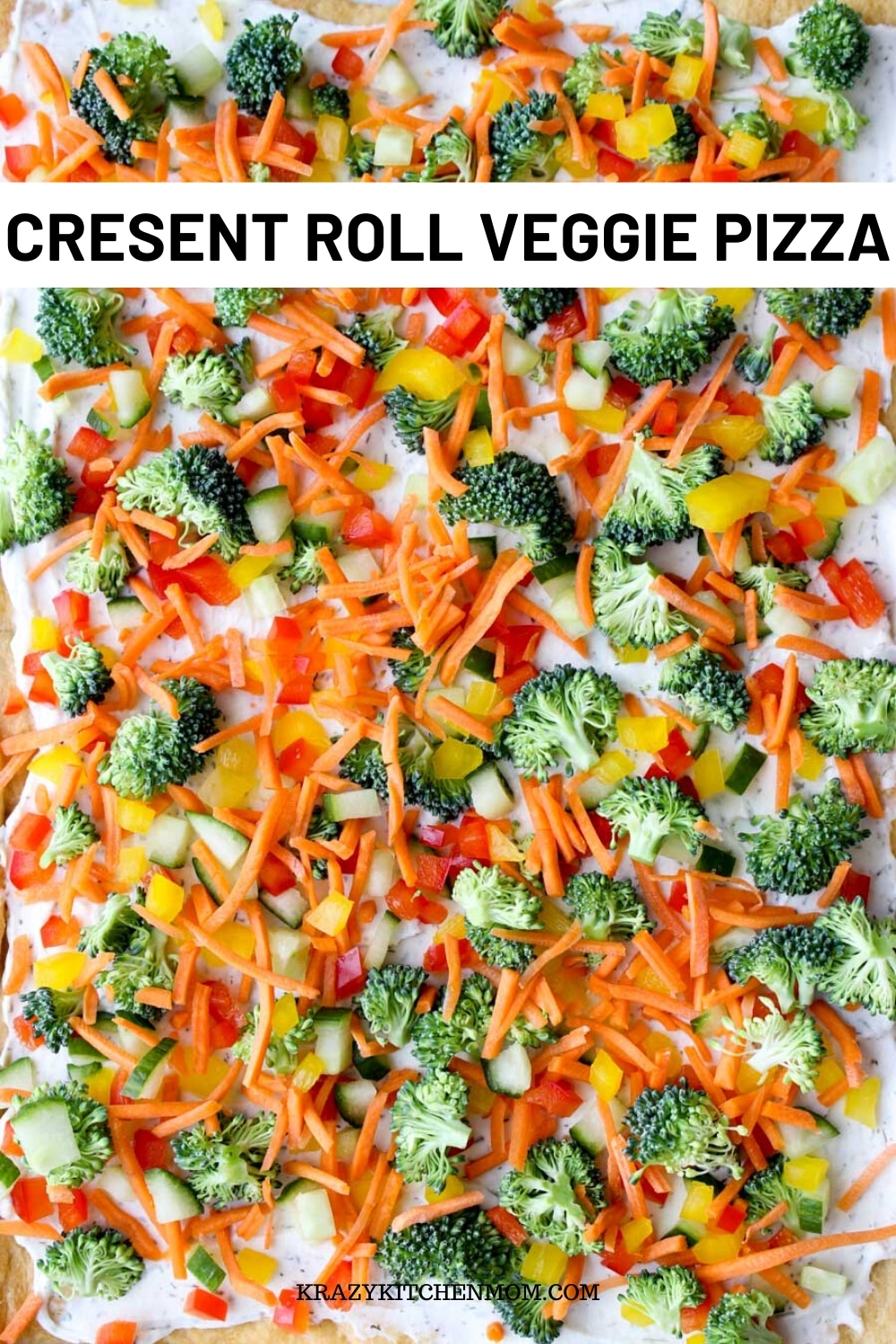 A flakey crust topped with creamy herby dill dip and topped with fresh vegetables. It's perfect for a light lunch or a party appetizer any time of the year. via @krazykitchenmom