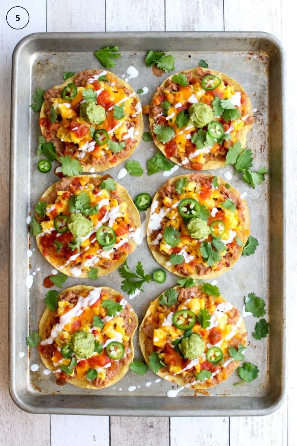 Tray of Huevos Rancheros on a cookie sheet