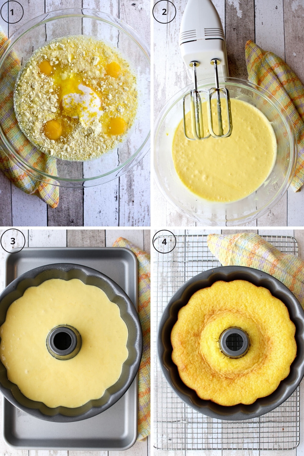 Image showing the four steps to make the lemon cake