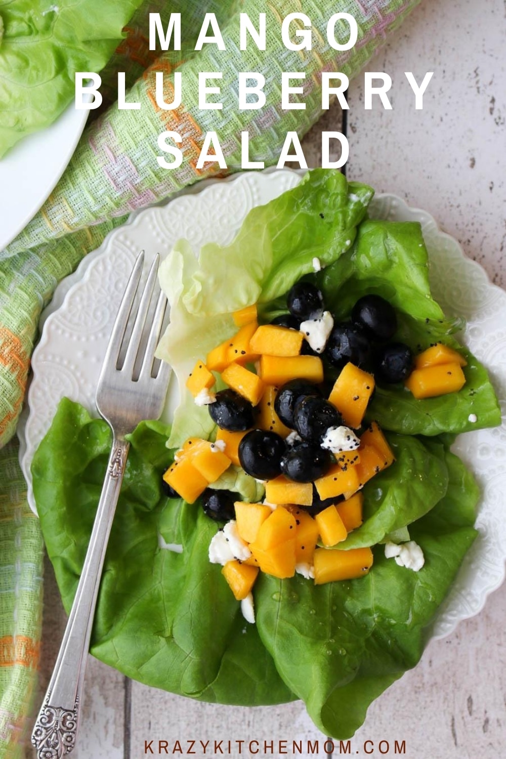 This salad is as beautiful to look at as it is to eat.  The freshness jumps off the plate with the bright juicy fruits and the tart goat cheese drizzled lightly with vinegar and olive oil.  via @krazykitchenmom