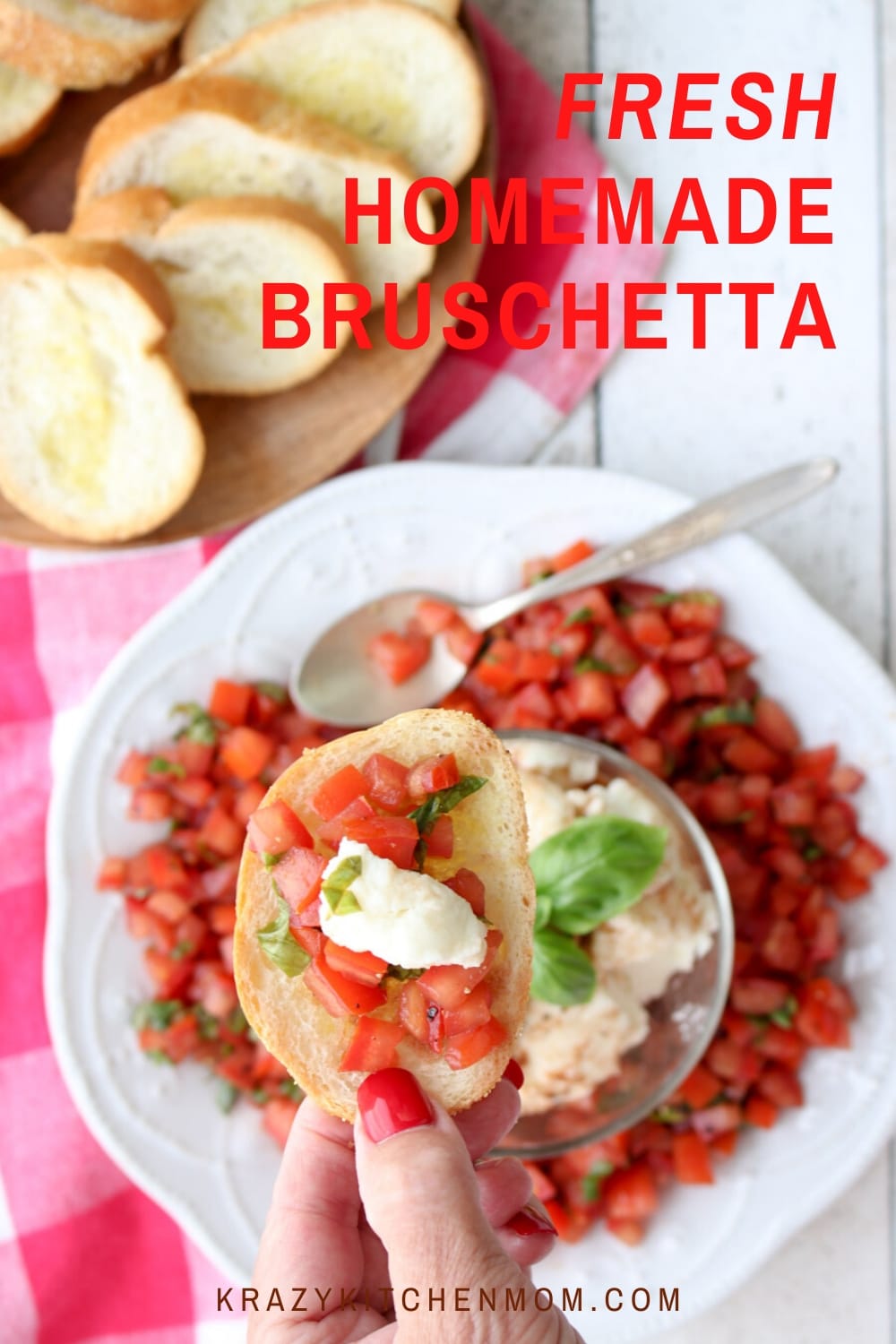 A delicious and super simple appetizer that's ready in less than 10 minutes. It's bright, fresh, and bursting with flavor. The perfect bite for a light lunch, brunch, or just an afternoon snack. via @krazykitchenmom
