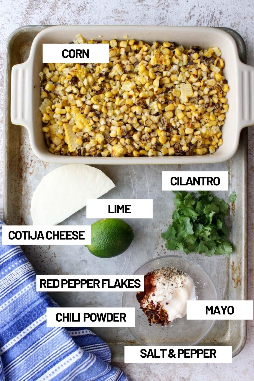 Photo of all of the ingredients in Mexican Street Corn