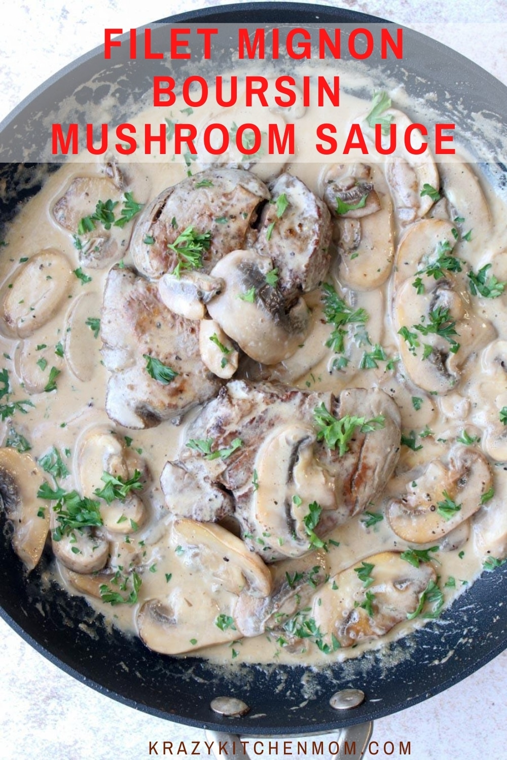 Tender filet mignon steaks smothered in a creamy, rich mushroom sauce with hints of sweet tanginess and garlic. This is a steak meal that you'd expect to find in a fancy restaurant but it's really super simple to make.  via @krazykitchenmom