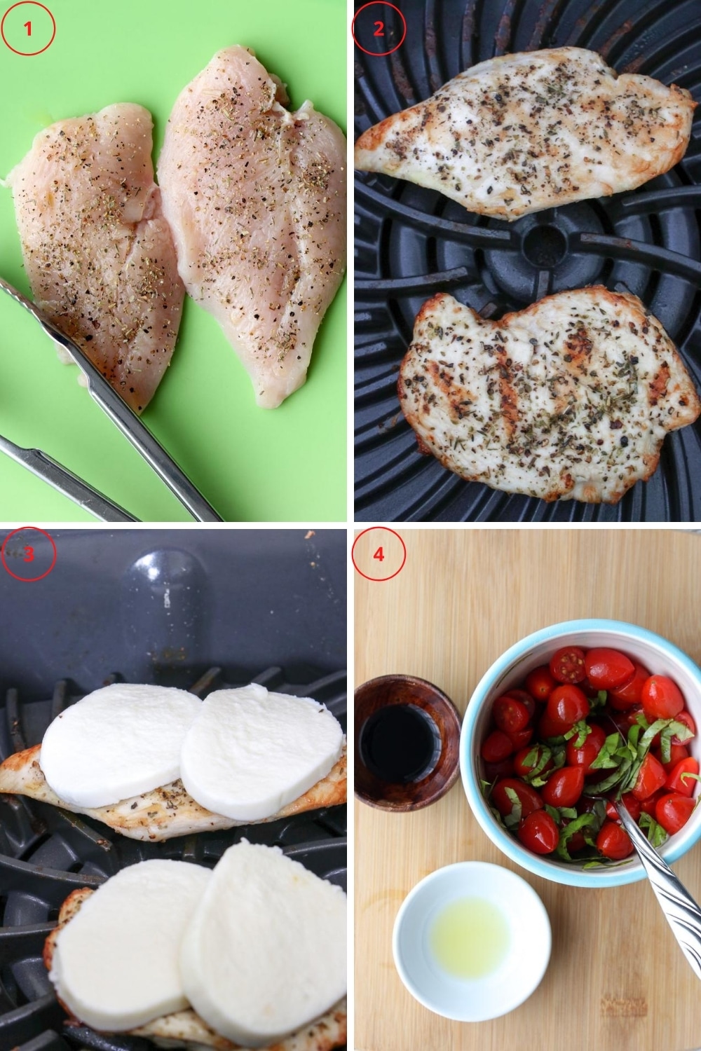 Photo showing the steps to make grilled chicken capers