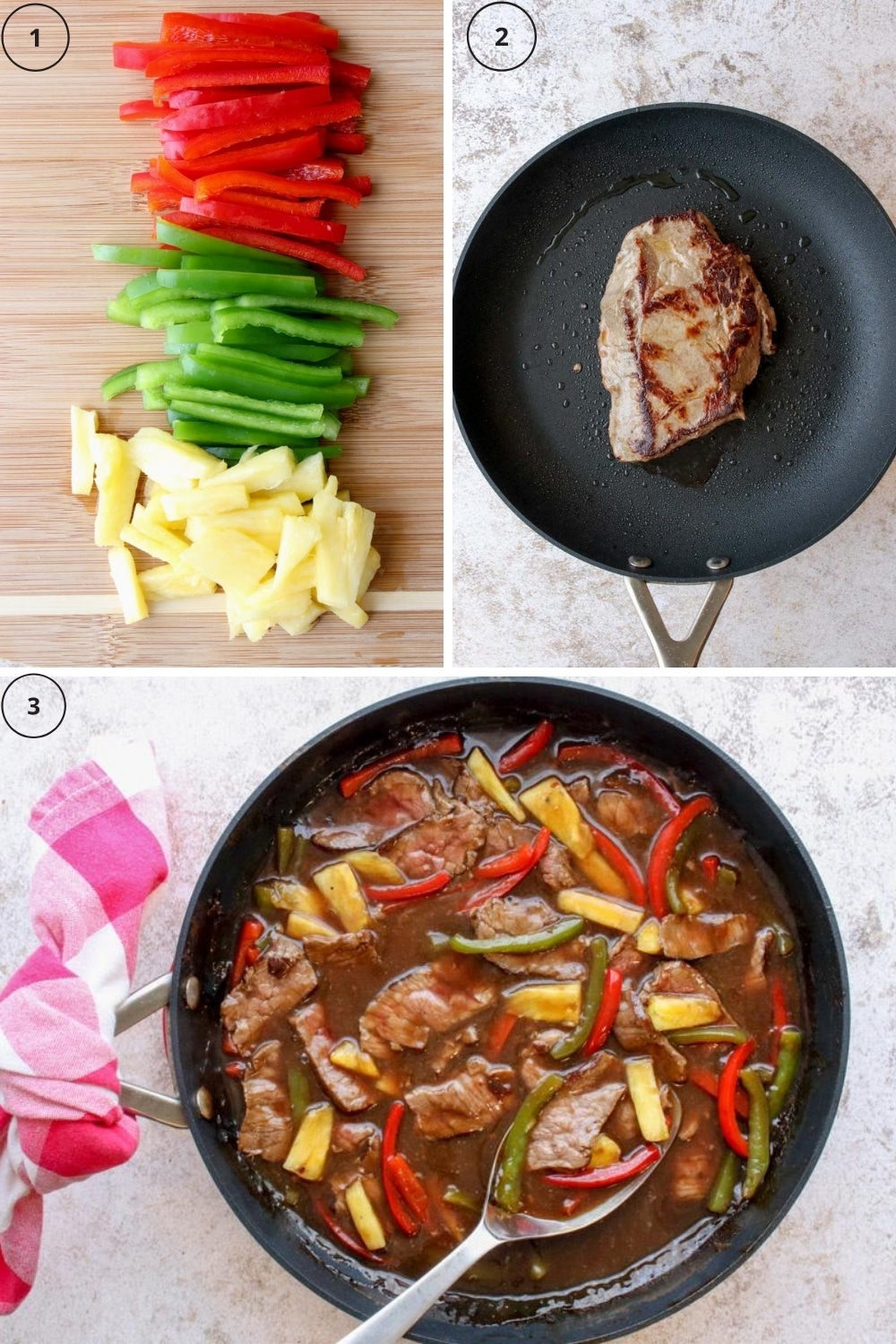 Photo of the 3 steps to make pepper steak