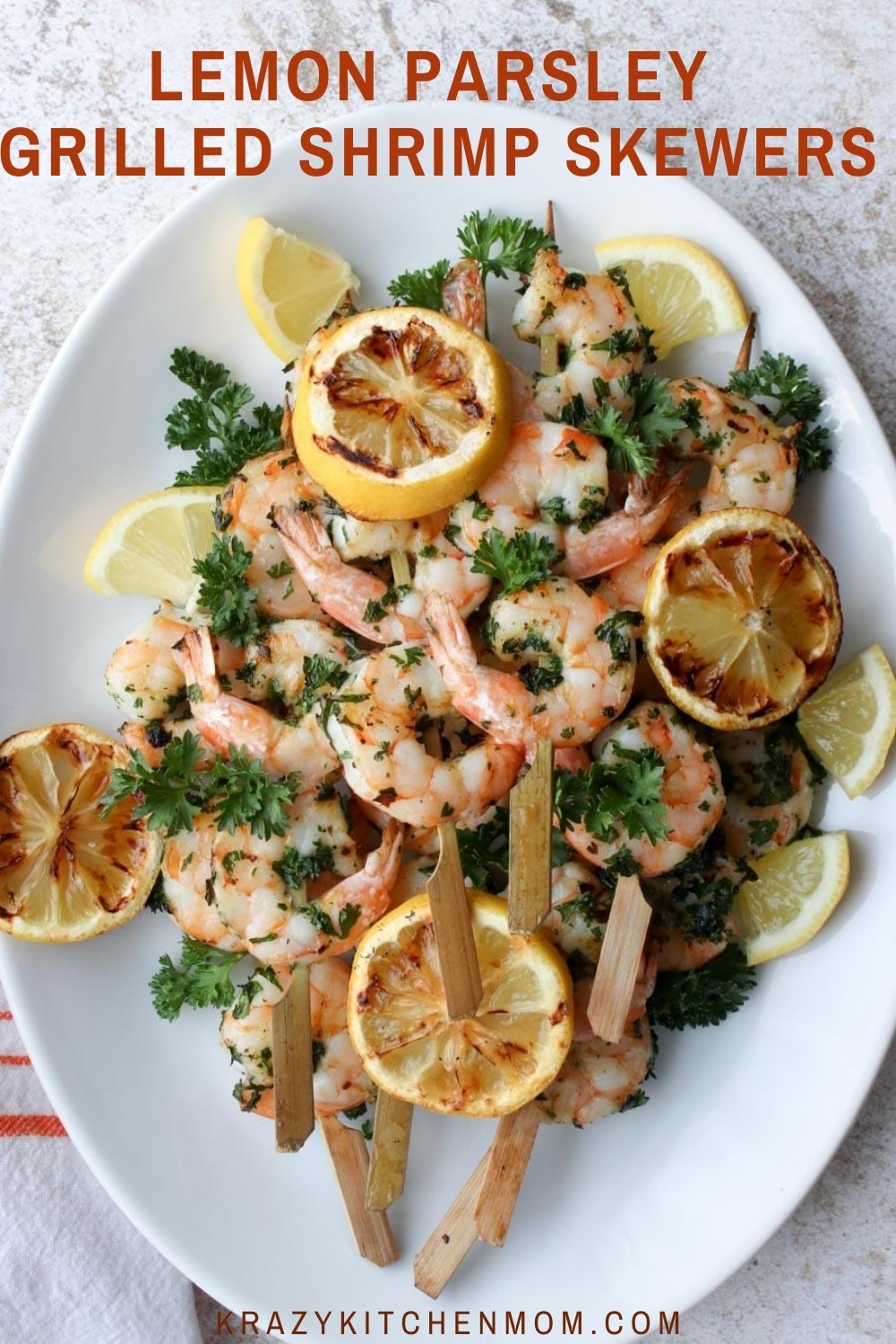 Juicy, crispy, lemony, herb quick-cooking grill shrimp is an easy weekend night or weekend meal. Serve them as an appetizer or a main meal.  via @krazykitchenmom