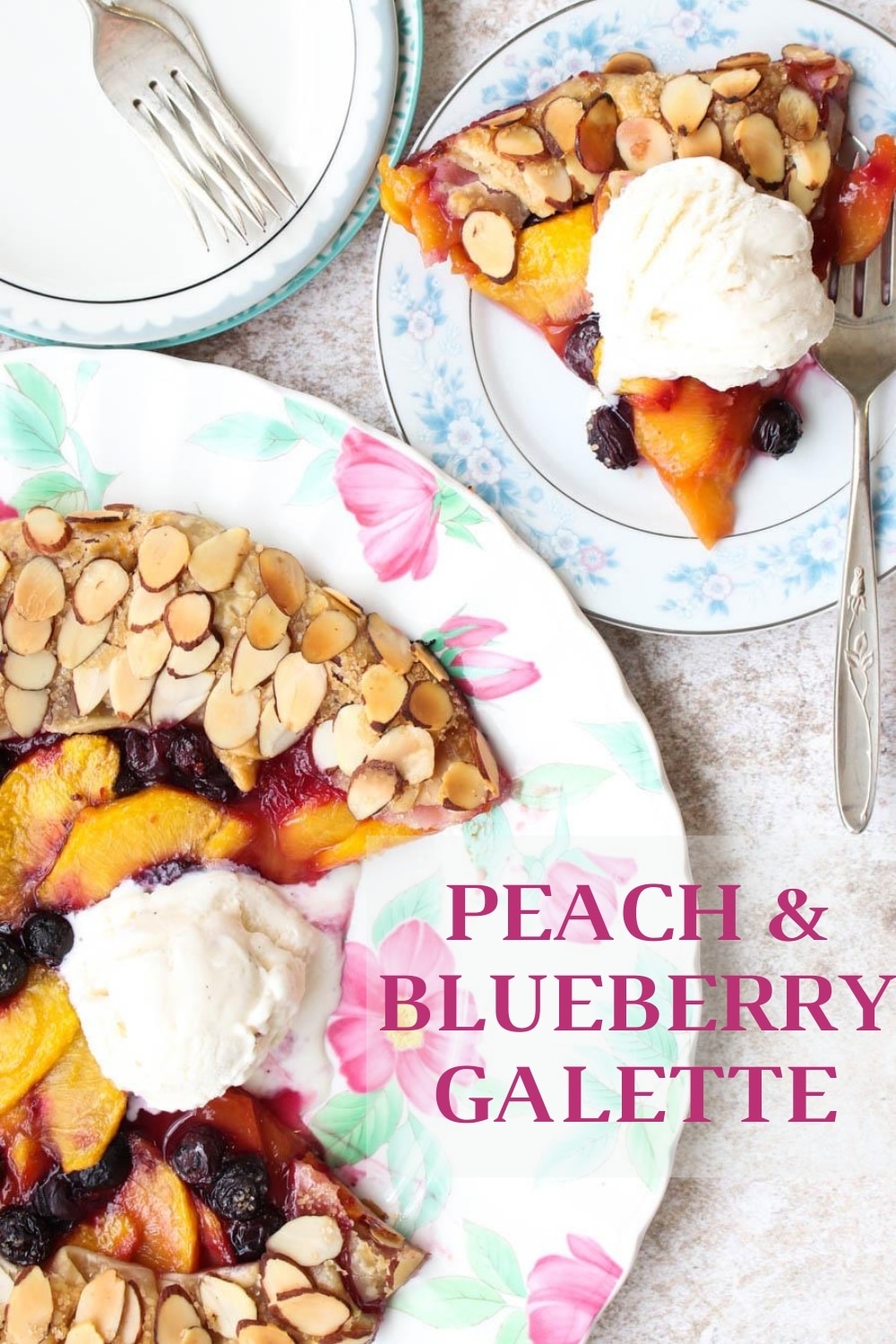 Making a pie is easier than you think. Especially if you make a rustic galette. I've filled this galette with fresh peaches and blueberries and covered the crust with crunchy sliced almonds. Homemade taste without any fuss. via @krazykitchenmom