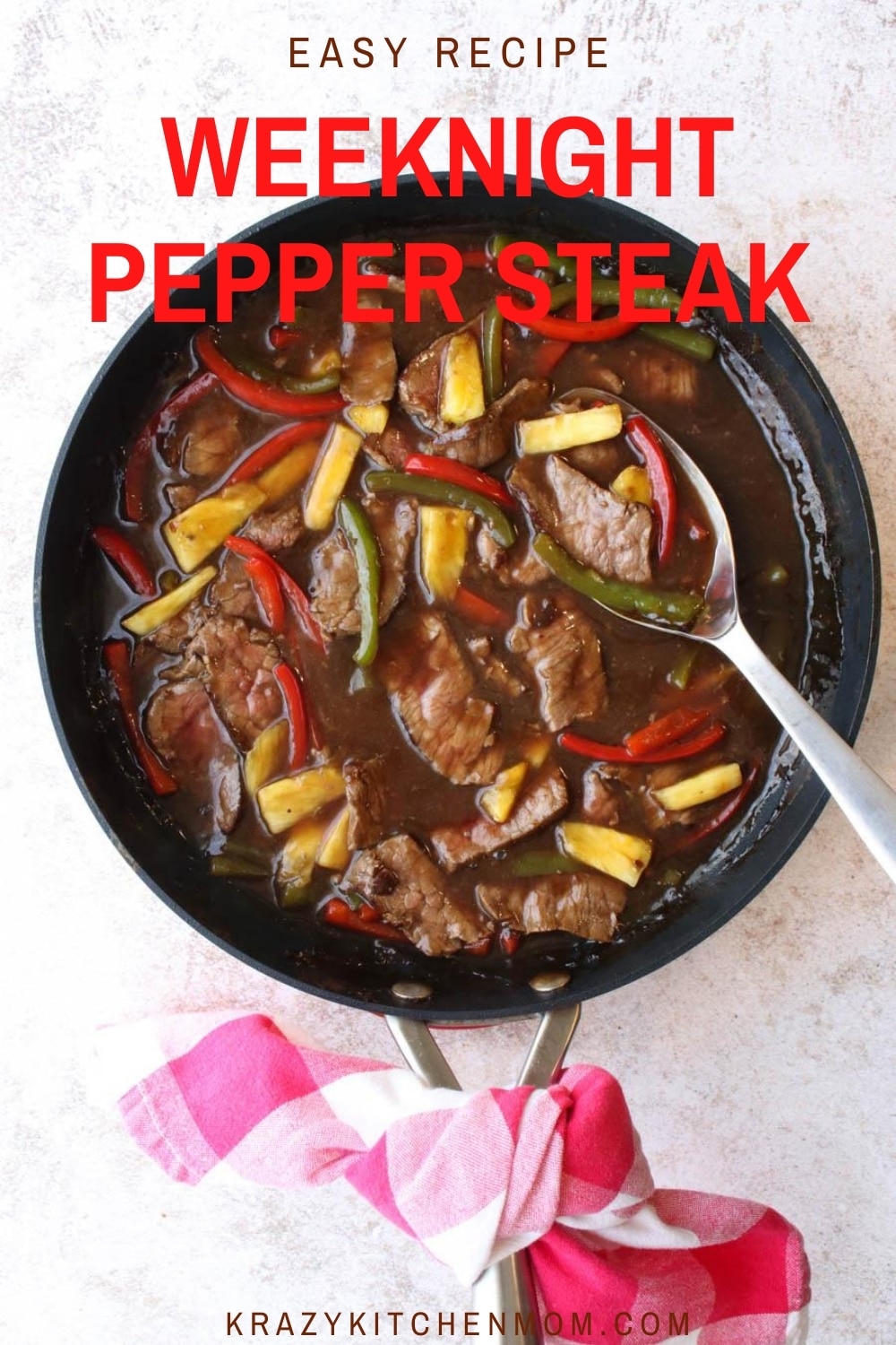 Easy Weeknight Pepper Steak is a fast and hearty way to feed your family. It cooks in minutes but it tastes like it's cooked for hours.  via @krazykitchenmom