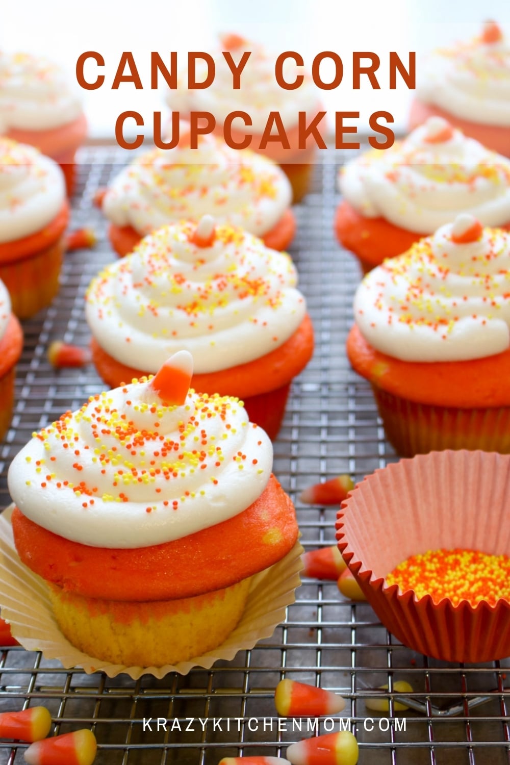 Fun Halloween Cupcake treats made from a box mix and frosted with cream cheese frosting.  via @krazykitchenmom