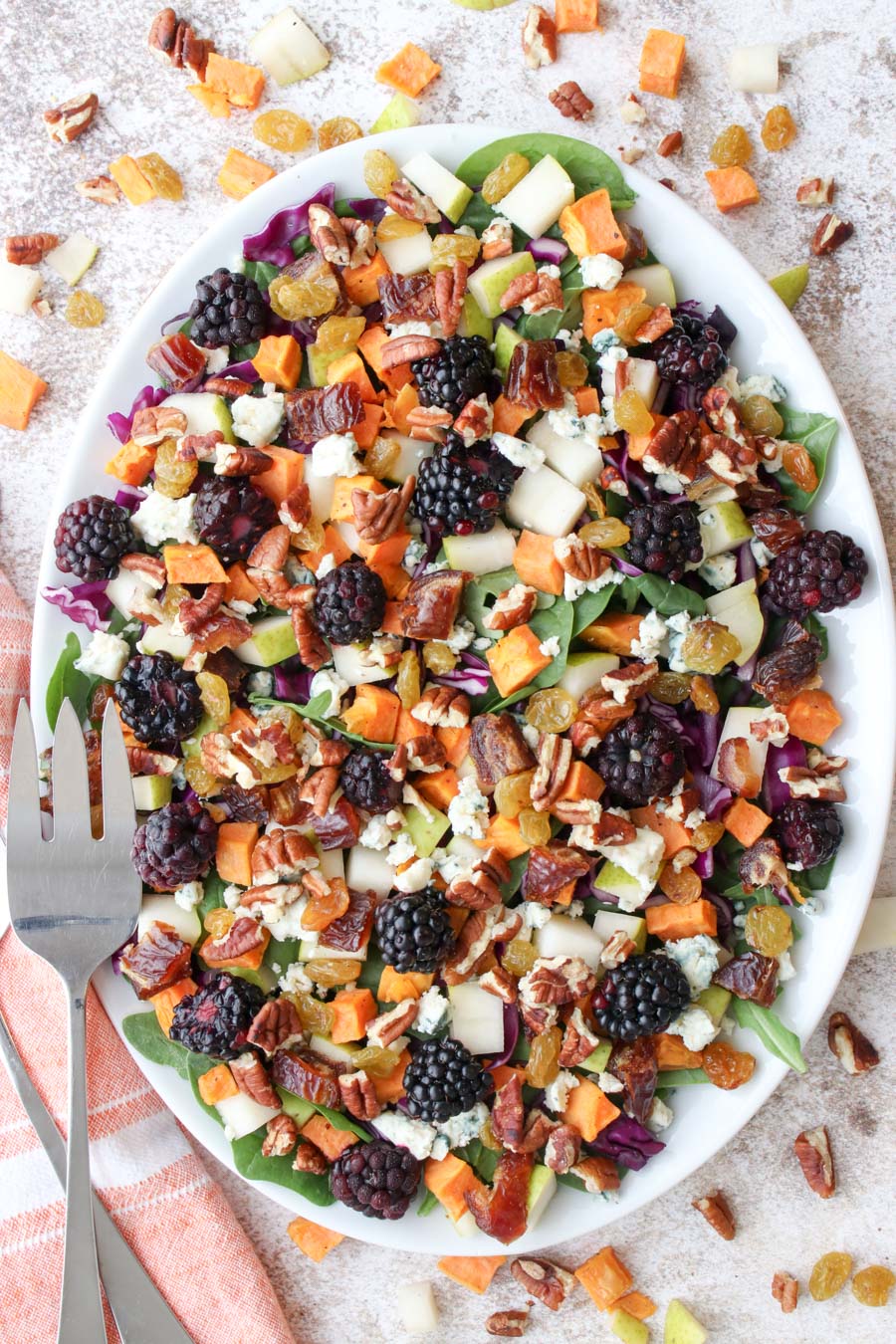 Beautiful platter of colorful fall harvest salad