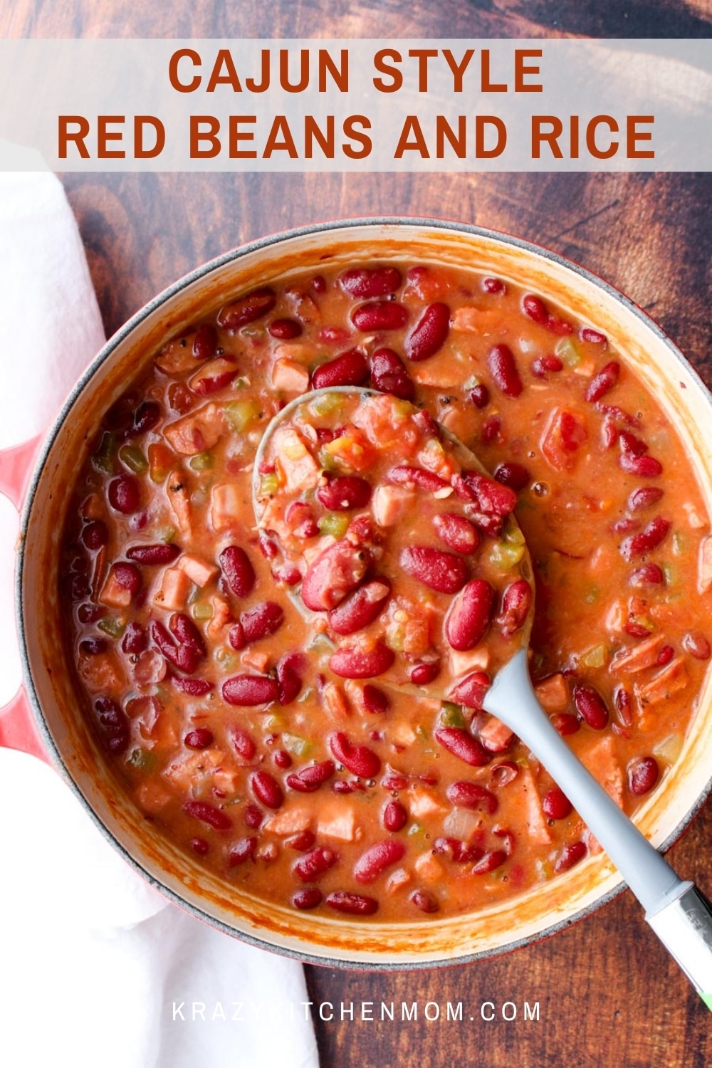 Time to get cozy with a big bowl of Cajun Red Beans and Rice. At our house, this is true comfort food. Thick, rich, hearty, creamy, spicy, smokey comfort food. It doesn't get any better. via @krazykitchenmom