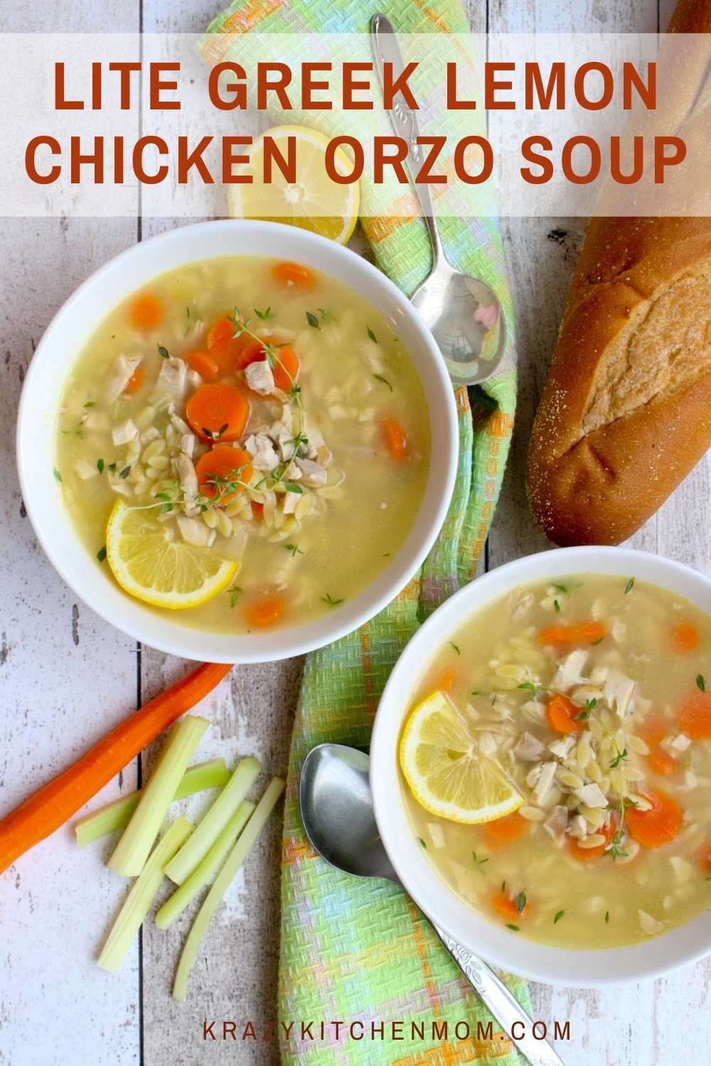 Fresh and zingy lemony flavored Greek-style soup with the warm savory bites of roasted chicken and thyme. From the stovetop to the table in less than 30 minutes. So light and refreshing that you will want to make it all year round.  via @krazykitchenmom