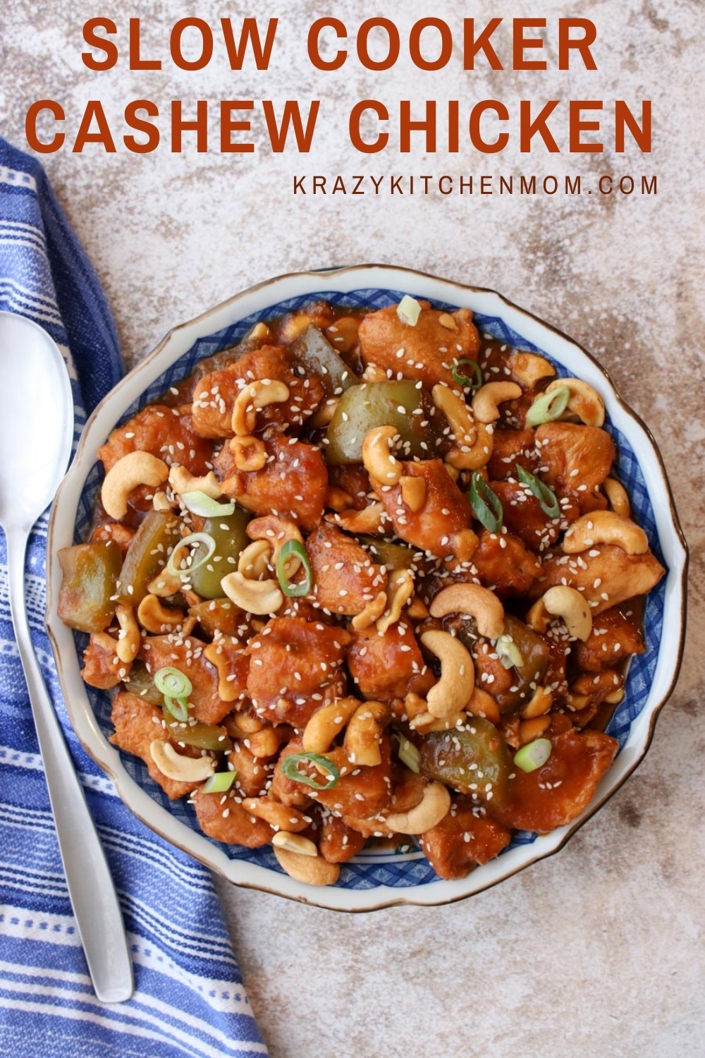 Move over take-out! Slow Cooker Cashew Chicken is the new favorite in town. It's tender, tangy, sweet, and spicy. It has something for everyone. I promise this is one of the best recipes you'll make in your slow cooker all year. via @krazykitchenmom