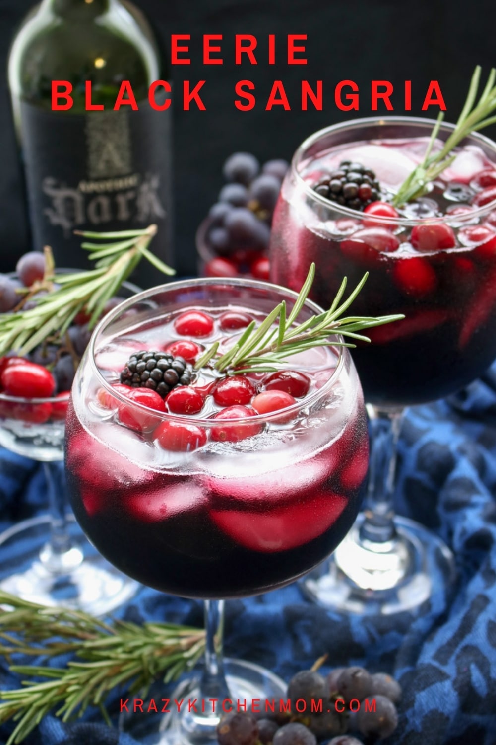 A fun, bold, and fruity sangria dressed up for Halloween. Black Sangria is a real crowd-pleaser. It's easy to make and it's great as a signature party cocktail.  via @krazykitchenmom