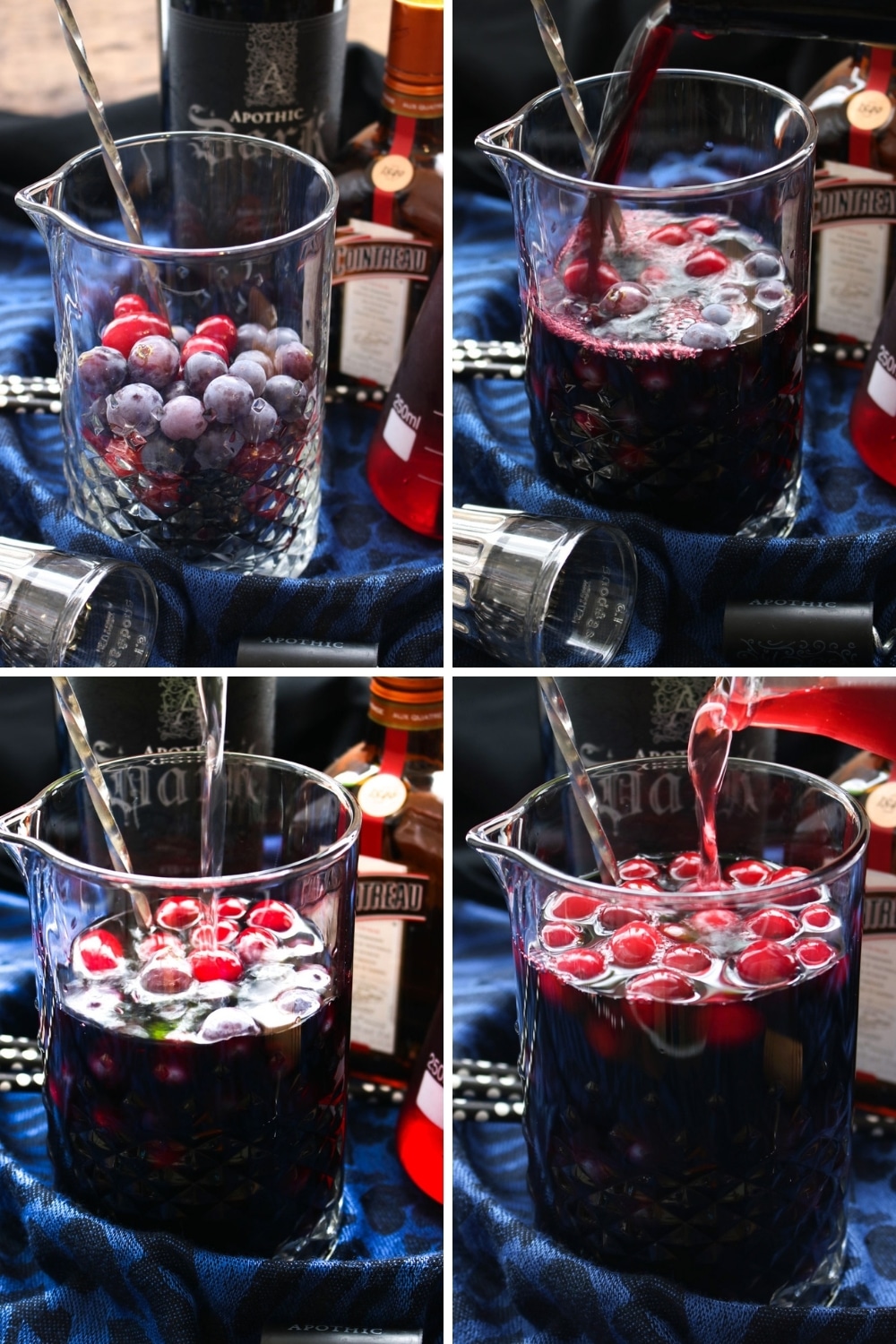 Collage showing how to make black sangria