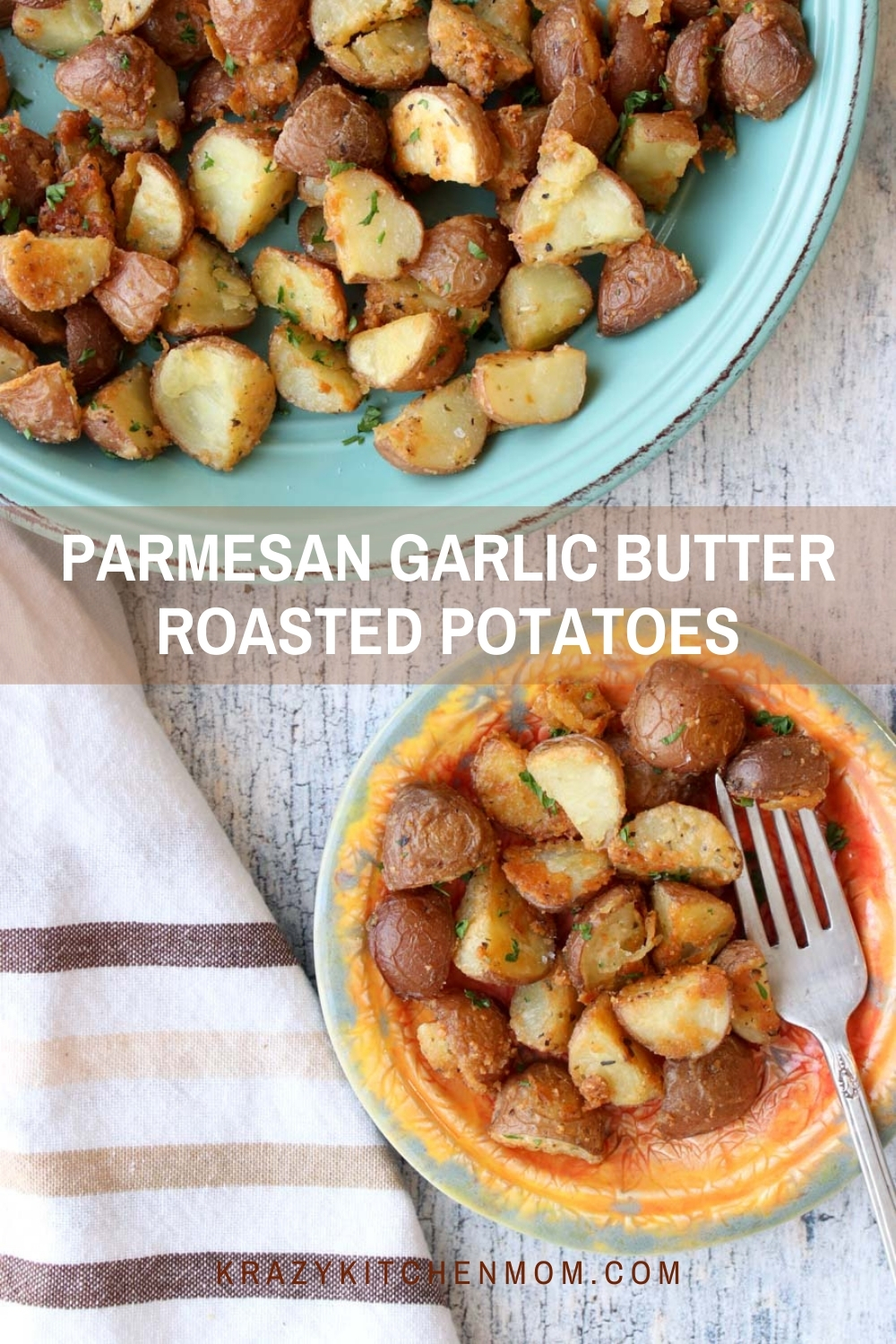 Crispy, cheesy, herby, roasted potatoes make the perfect side dish for any meal. The entire family will love these potatoes. They might even ask for seconds.  via @krazykitchenmom