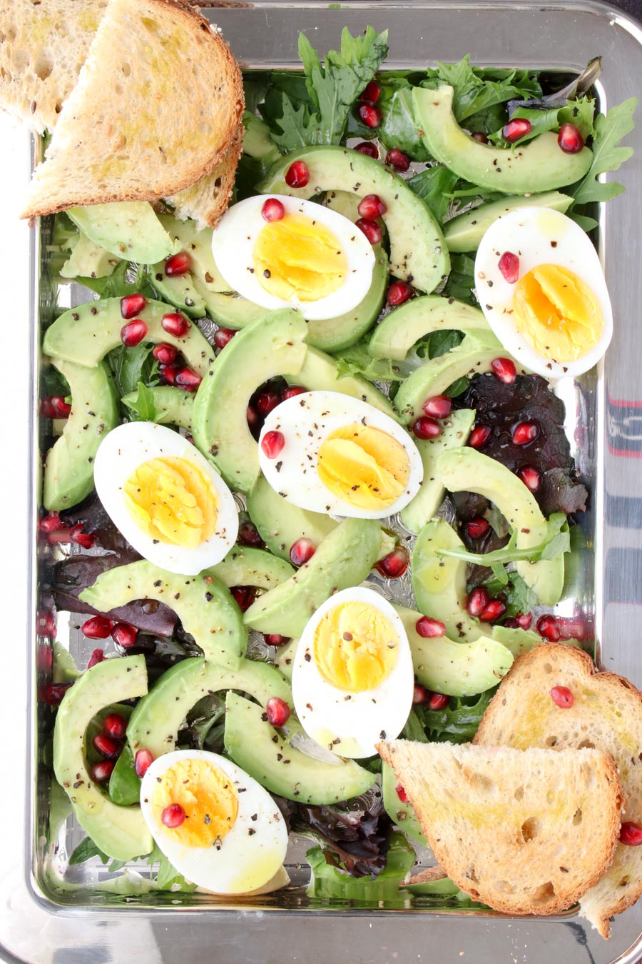 Photo showing the assembled avocado egg brunch platter