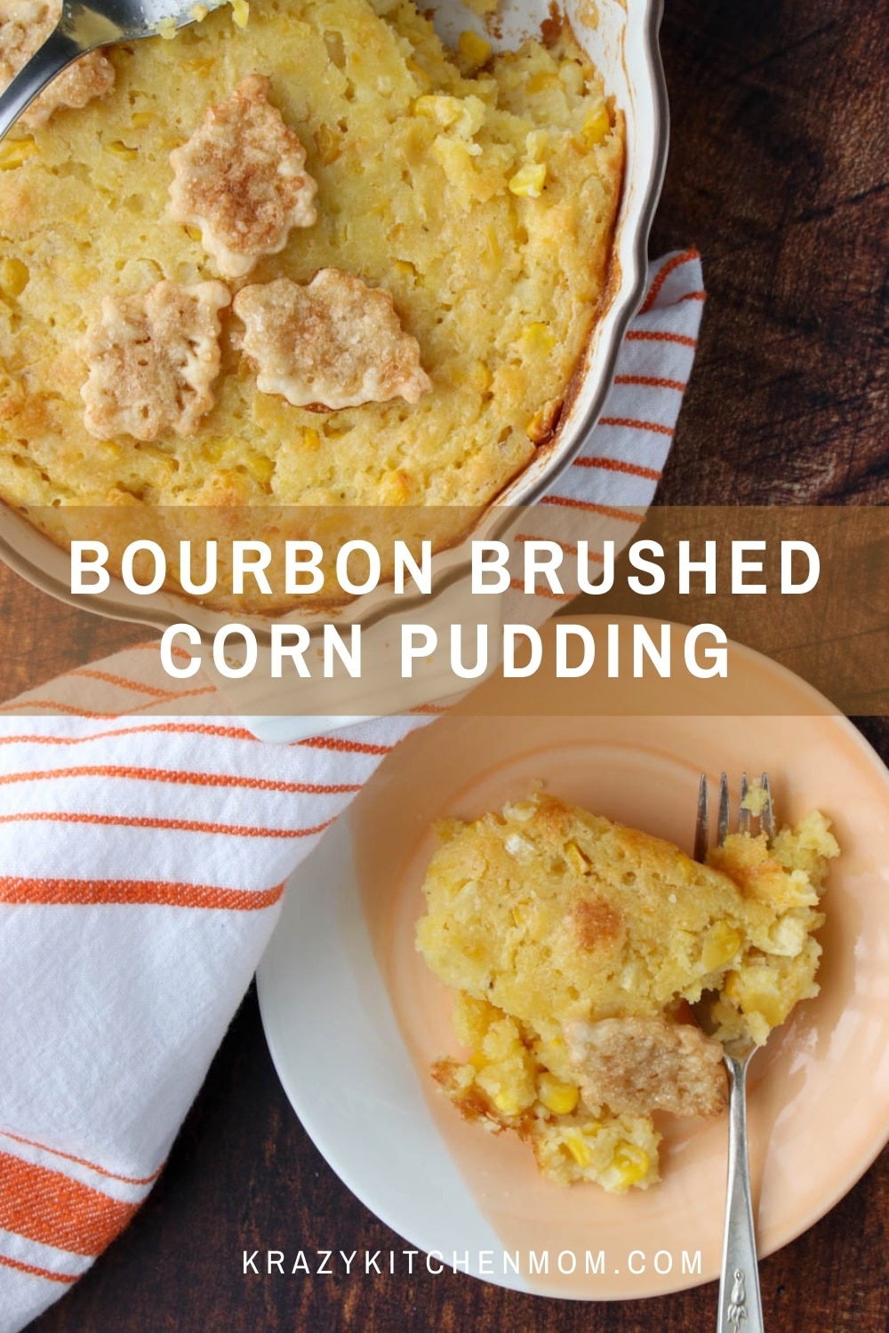 This is your real southern cornbread pudding, spiked with a splash of bourbon, and then kissed with more bourbon after it's baked.  via @krazykitchenmom