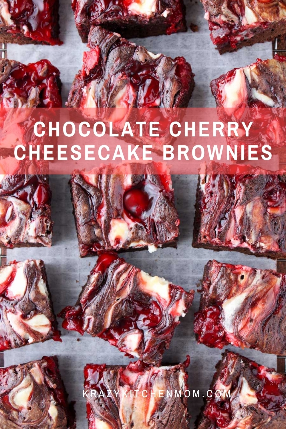 Boxed brownie mix just got a whole lot yummier! These brownies are rich, chewy, and filled with bites of cheesecake and cherries.  via @krazykitchenmom