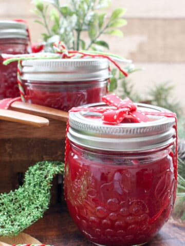 Close up of 1 jar of cranberry apple butter