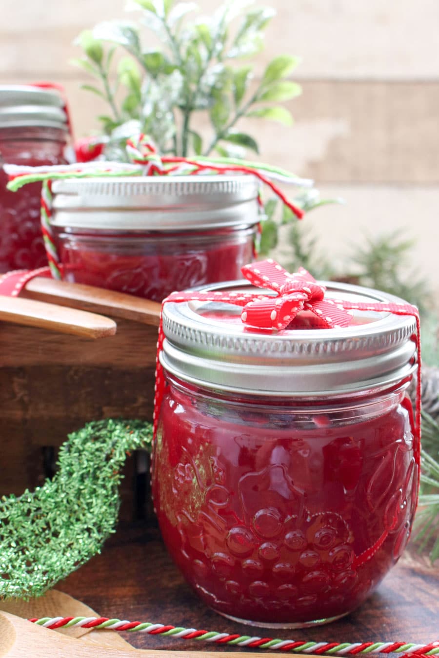 Close up of 1 jar of cranberry apple butter