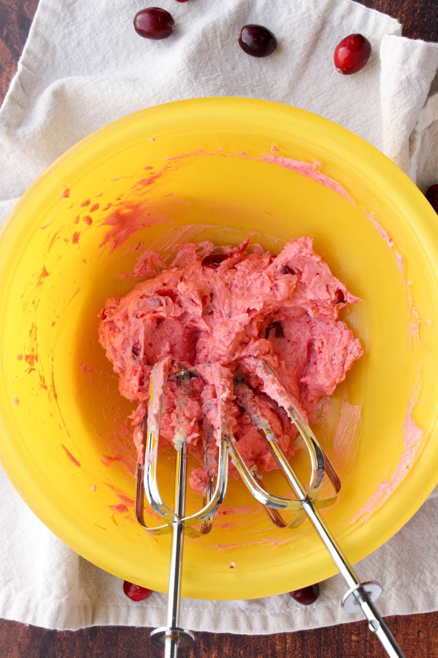 cranberry butter whipped and in a yellow bowl