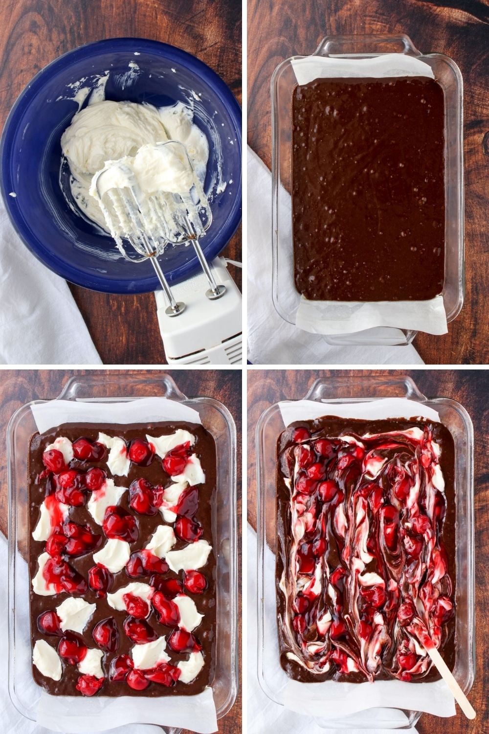 Collage showing how to make brownies