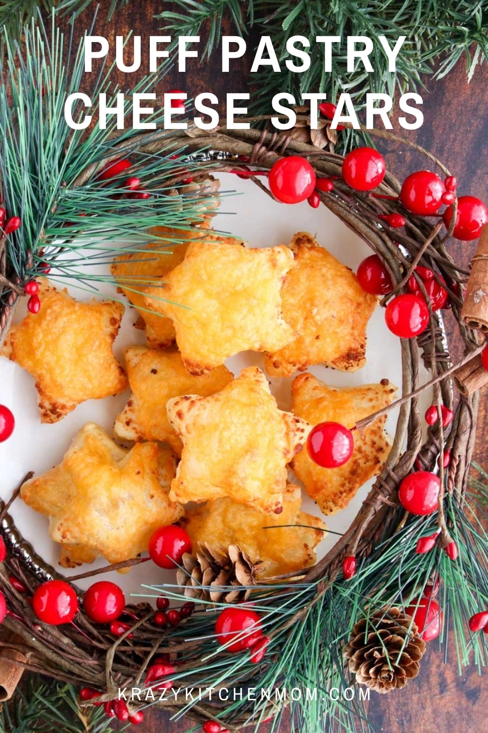 Puff Pastry Cheese Stars are an easy snack that anyone can make. They are buttery and flakey and topped with just the right amount of baked cheese.  via @krazykitchenmom