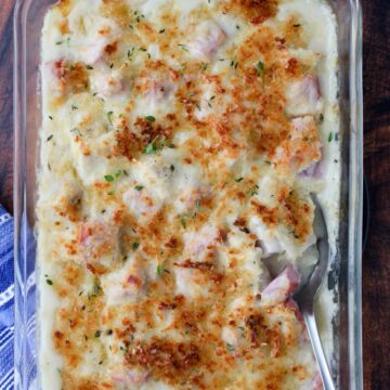 Turkey Cordon Bleu Casserole in a baking dish