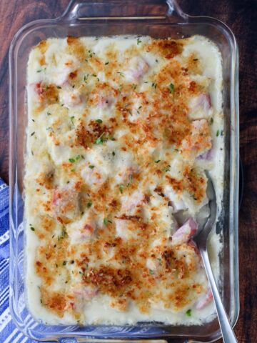 Turkey Cordon Bleu Casserole in a baking dish