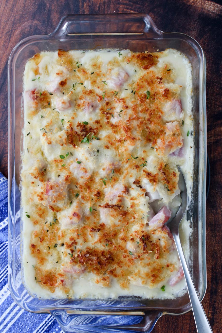 Turkey Cordon Bleu Casserole in a baking  dish