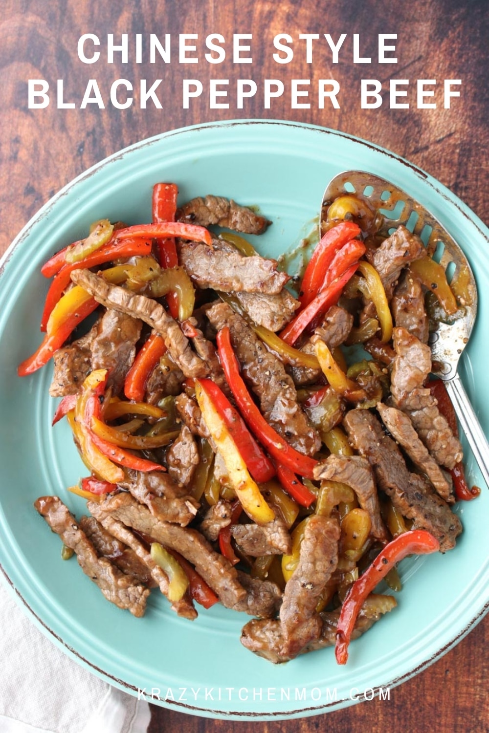 Skip the carryout and make black peppers beef at home. It's easy, rich, and full of flavor. Perfect for any weeknight dinner. The sauce in this recipe is sweet and sticky with the deep woody taste of black pepper and a crunch from the vegetables. via @krazykitchenmom