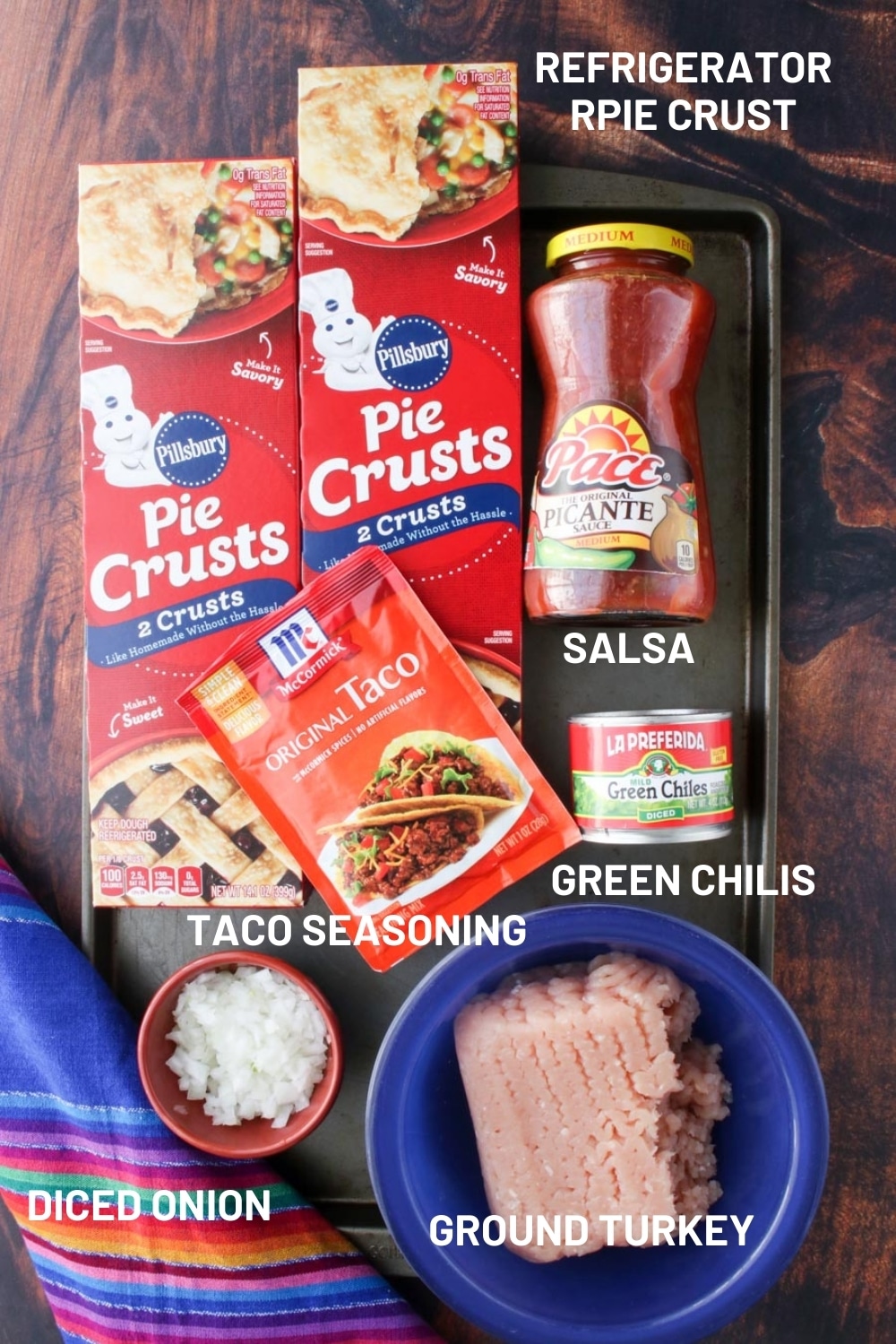 cookie sheet with ingredients to make turkey empanadas