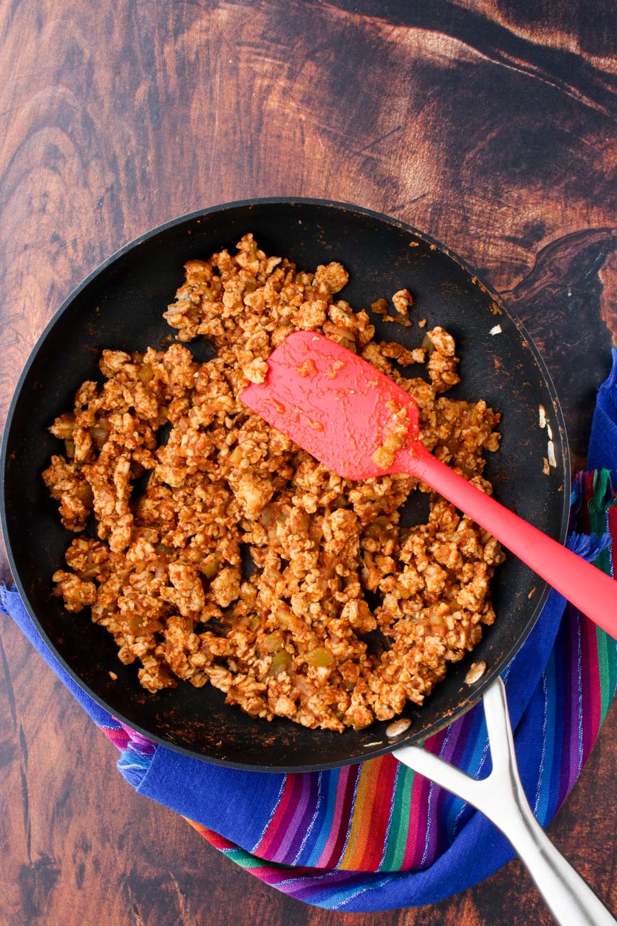 skillet of empanada filling