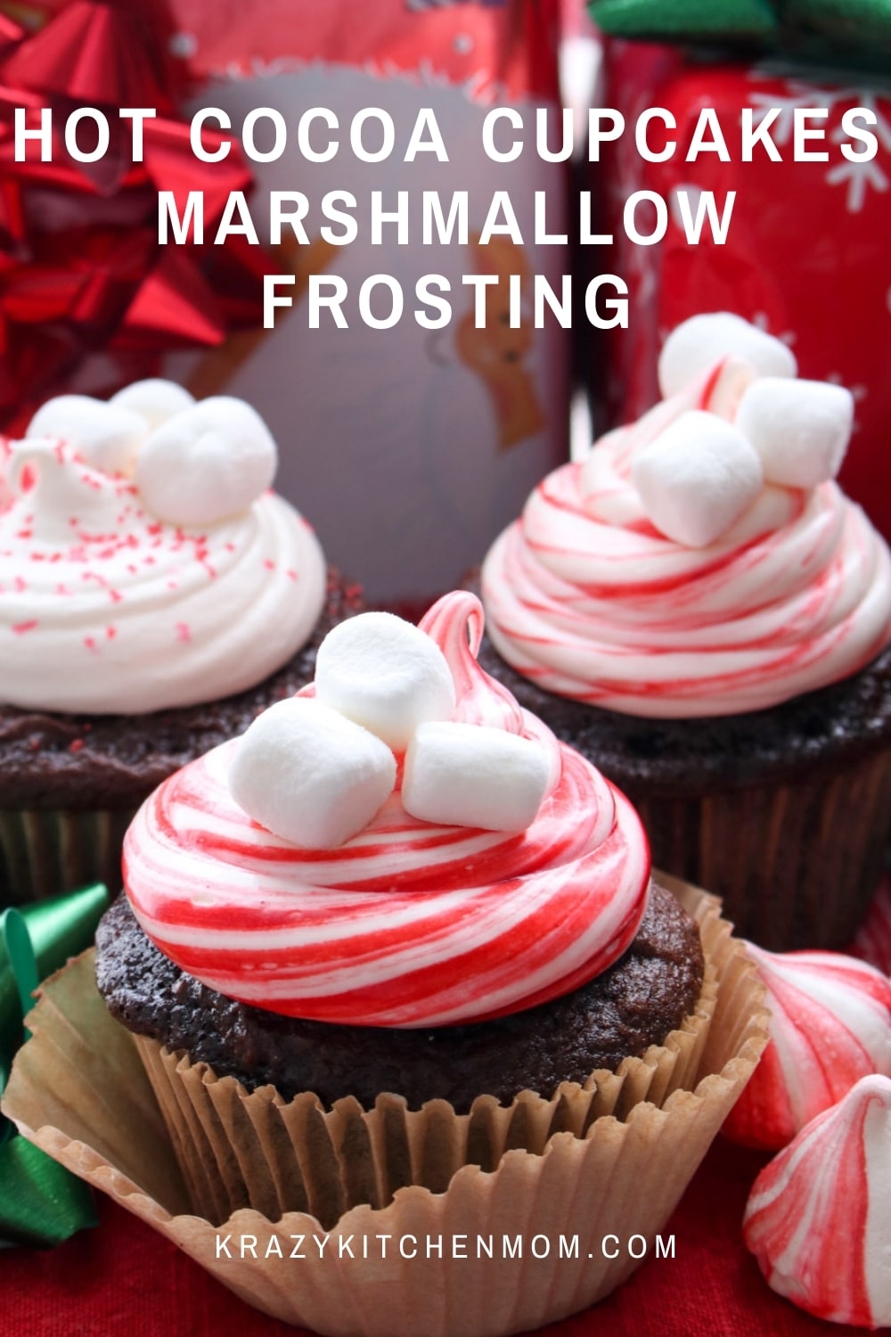 These cupcakes are made using easy store-bought ingredients for a moist, rich, and yummy flavor, topped with creamy marshmallow frosting. via @krazykitchenmom