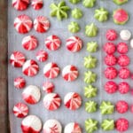 Cookie sheet with colorful meringues