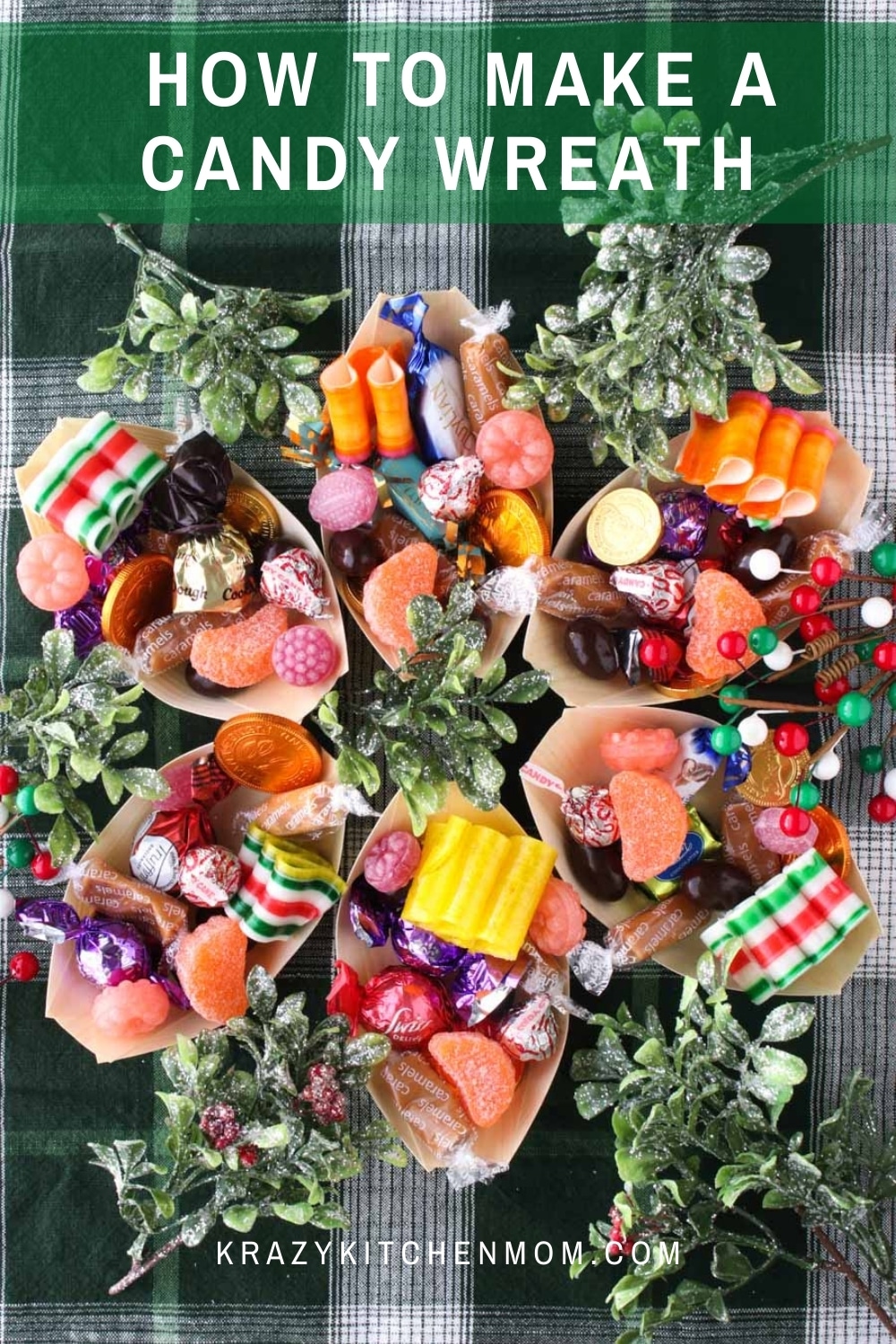 Treat your family to something extra special this holiday season and dress up your candy dish with a colorful and sweet candy wreath.  via @krazykitchenmom