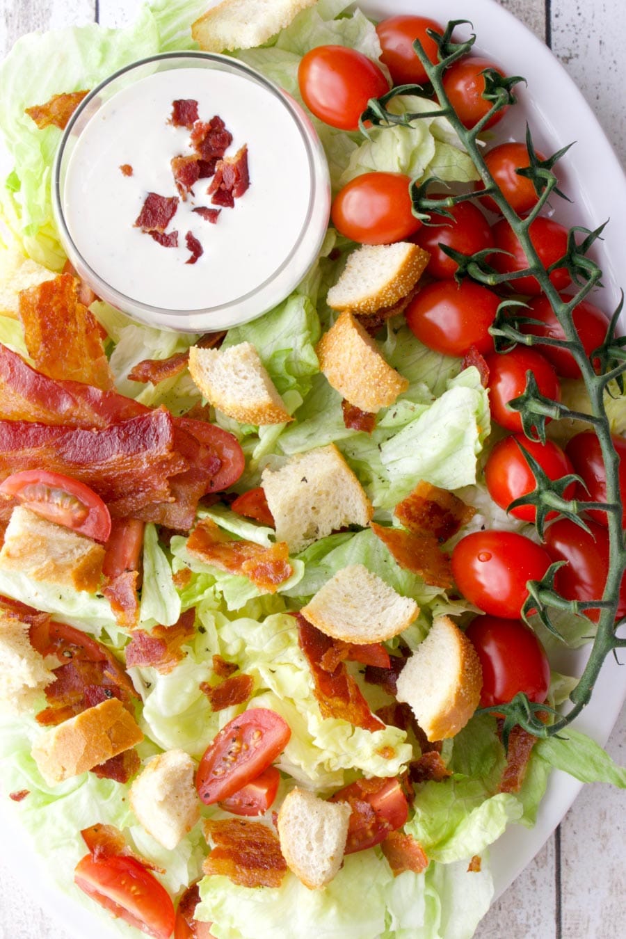 BLT salad on a serving platter