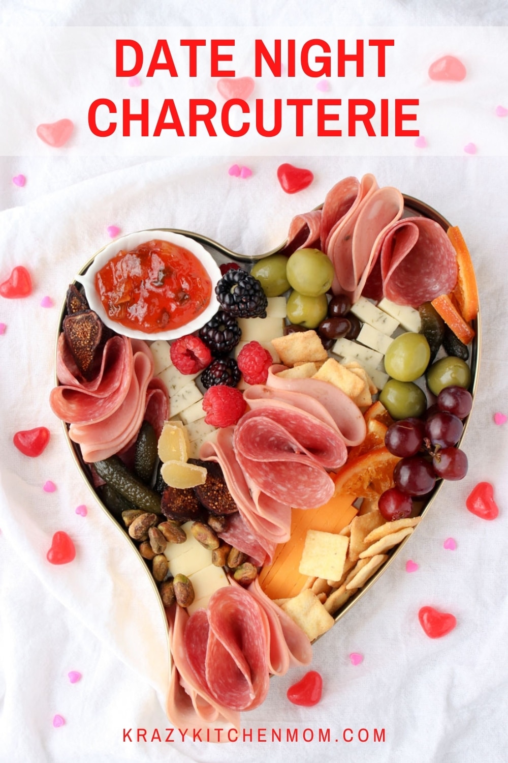 This tasty charcuterie is the perfect snack for two. Whether you are making it an official date night or settling in to watch Netflix, there's something delicious for both of you. via @krazykitchenmom