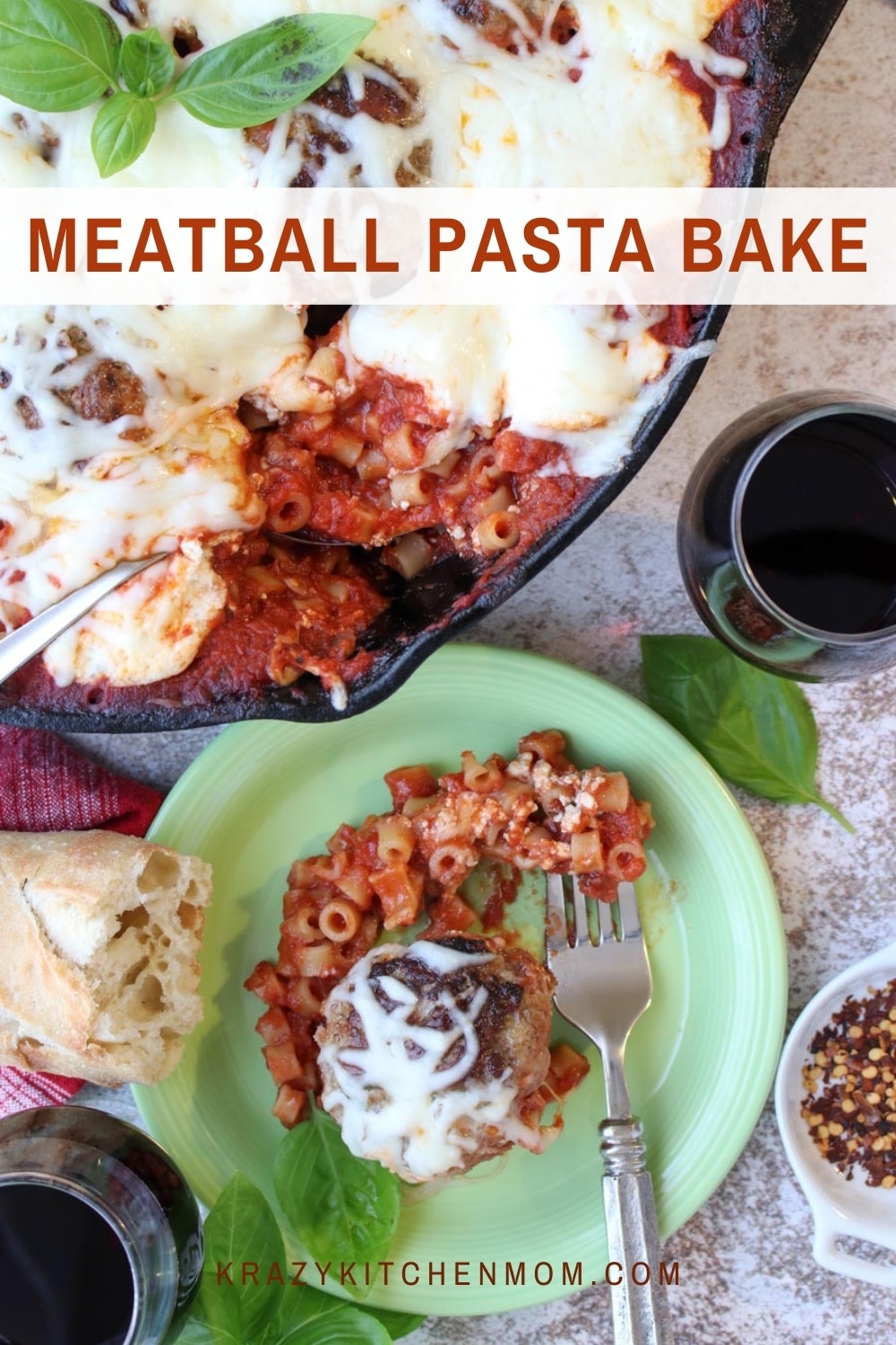 Everyone loves meatballs and pasta! This hearty baked pasta casserole is a fan-favorite for the entire family. via @krazykitchenmom