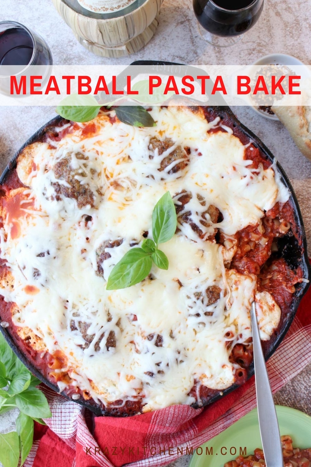 Everyone loves meatballs and pasta! This hearty baked pasta casserole is a fan-favorite for the entire family. via @krazykitchenmom