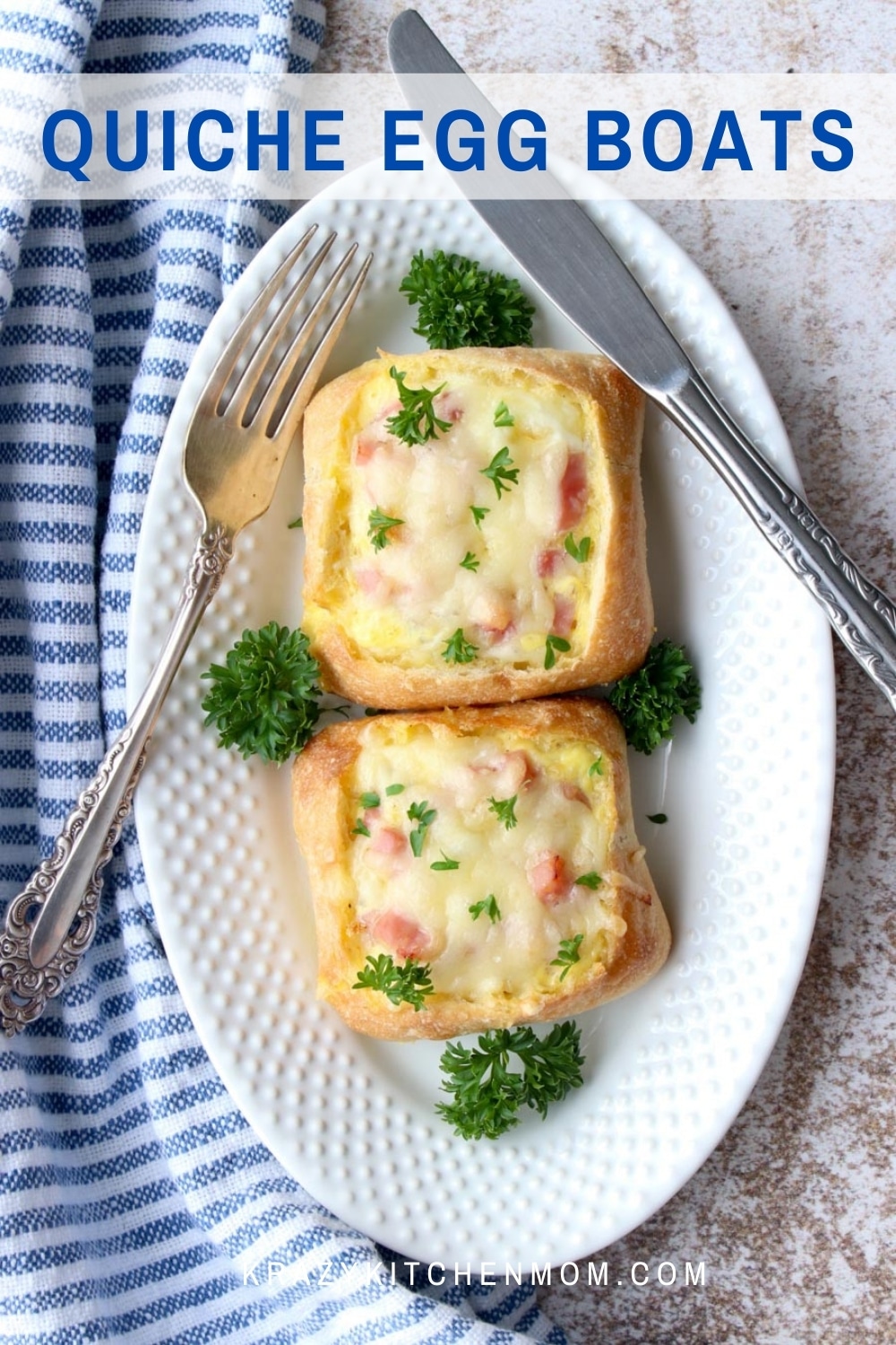 Extra fluffy quiche Lorraine baked in individual ciabatta rolls. Perfect for breakfast on-the-go, a light lunch, or a hearty snack.   via @krazykitchenmom