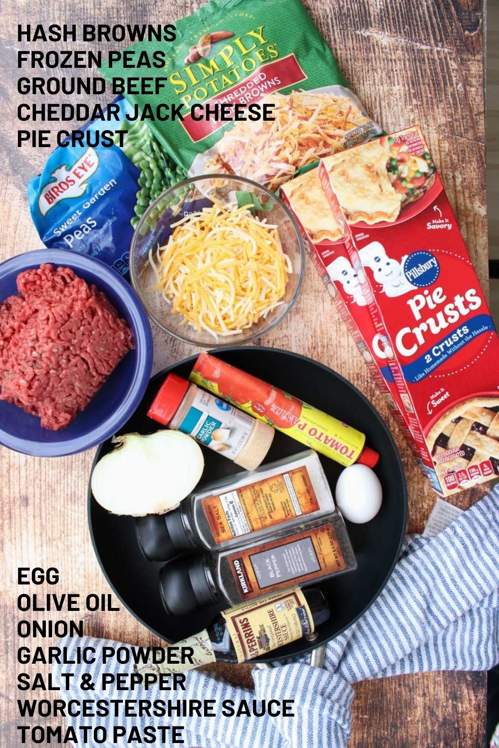 Ingredients needed to make beef and potato hand pies